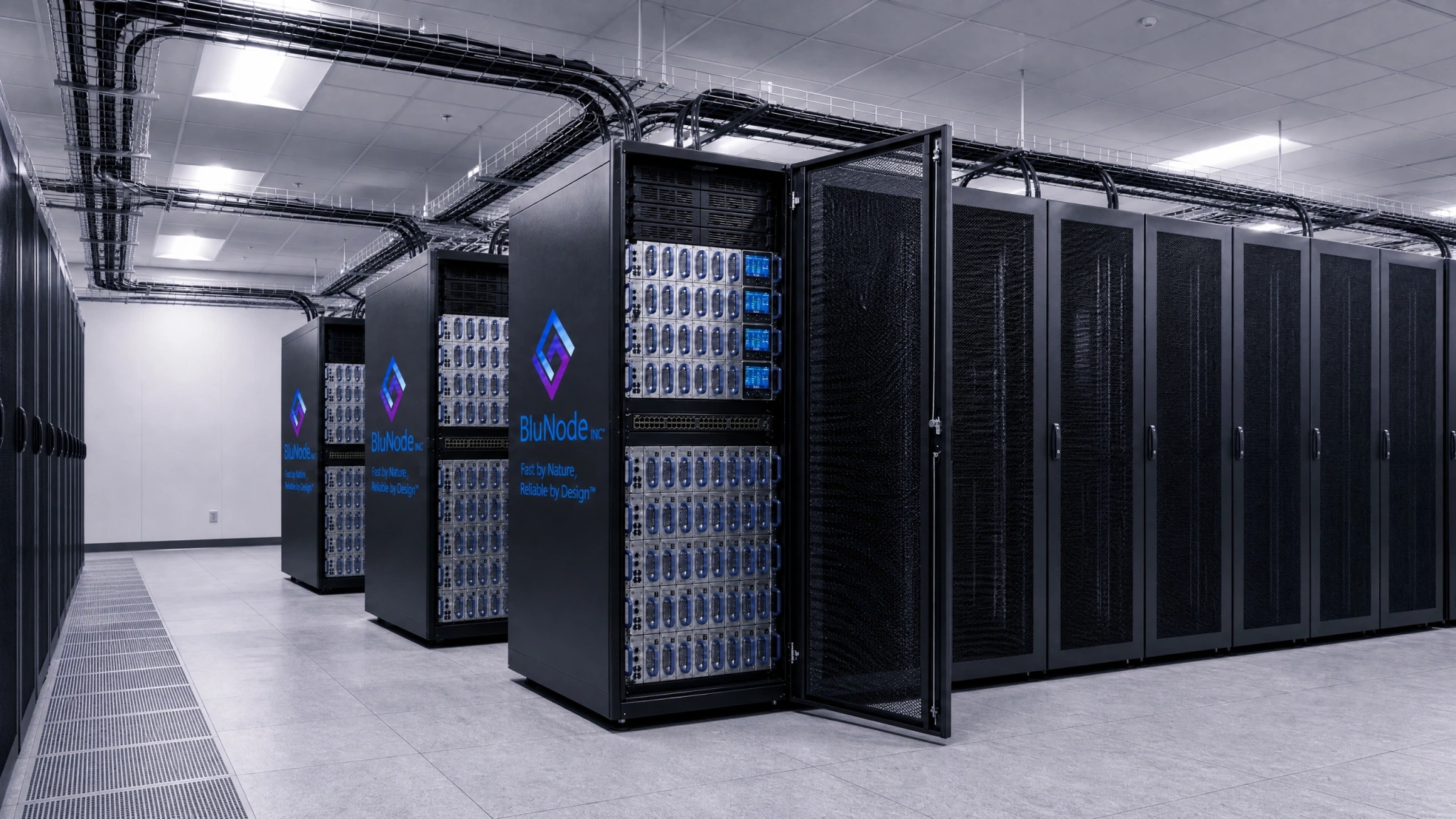 BluNode megawatt-class 800VDC power sidecar rack for AI data centers